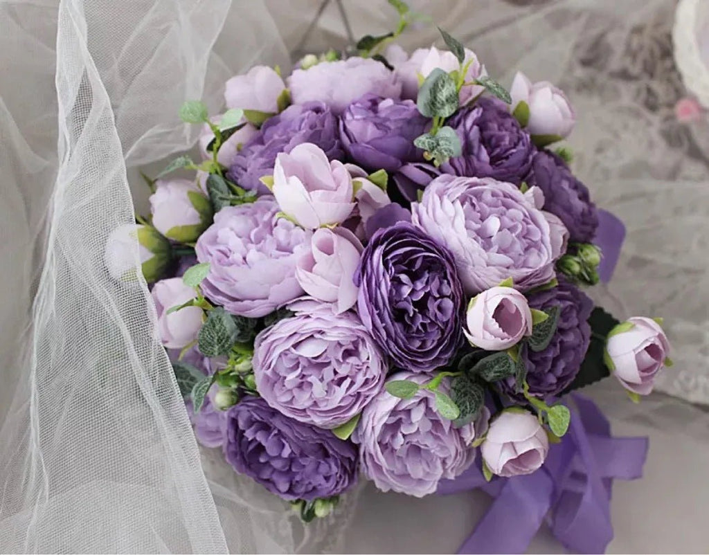 Purple Peony Bridal Bouquet - Luzilly Bridal & Apparel