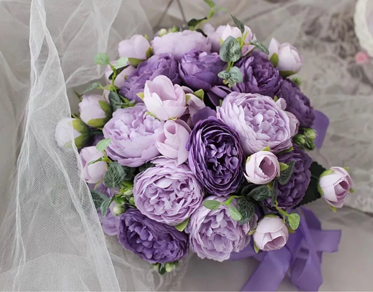 Purple Peony Bridal Bouquet - Luzilly Bridal & Apparel