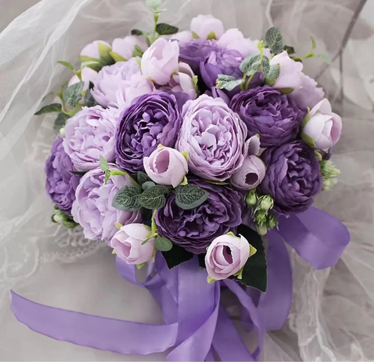 Purple Peony Bridal Bouquet - Luzilly Bridal & Apparel