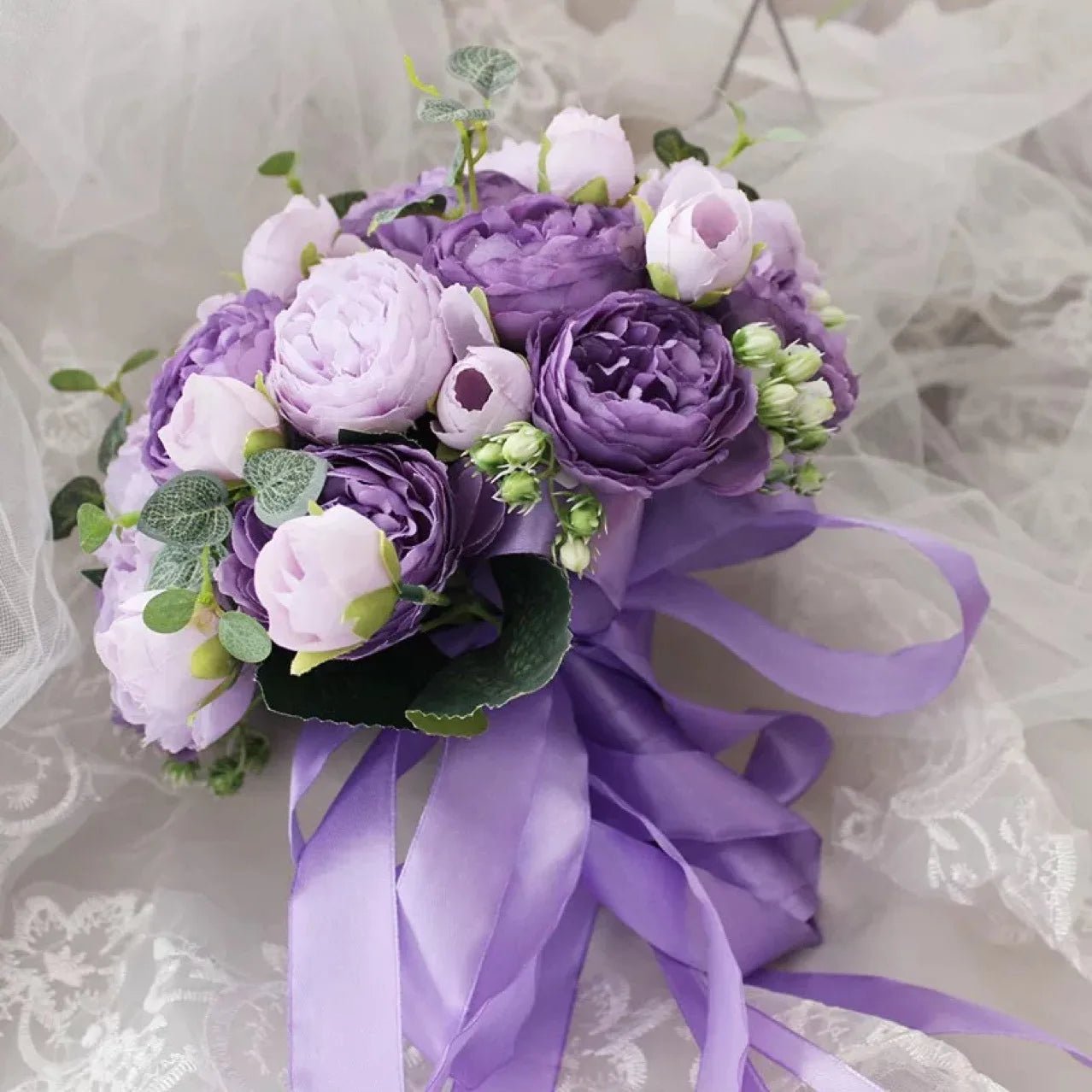 Purple Peony Bridal Bouquet - Luzilly Bridal & Apparel
