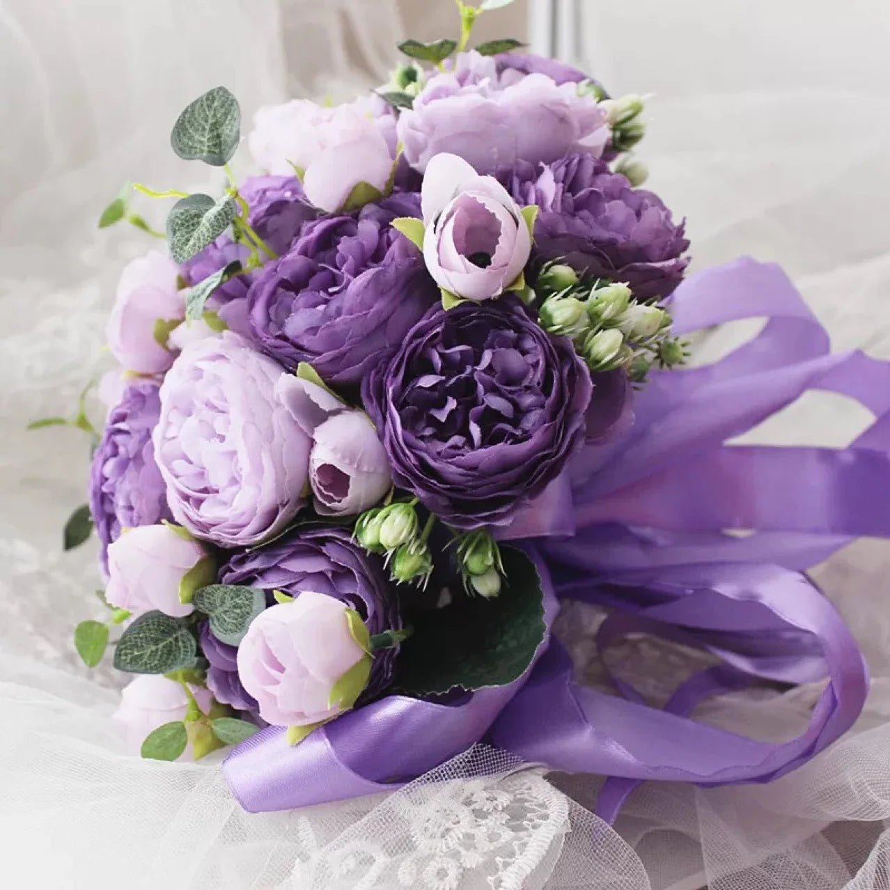 Purple Peony Bridal Bouquet - Luzilly Bridal & Apparel