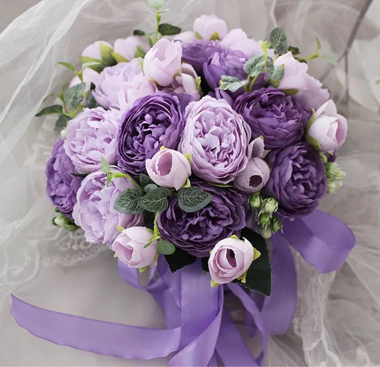 Purple Peony Bridal Bouquet - Luzilly Bridal & Apparel