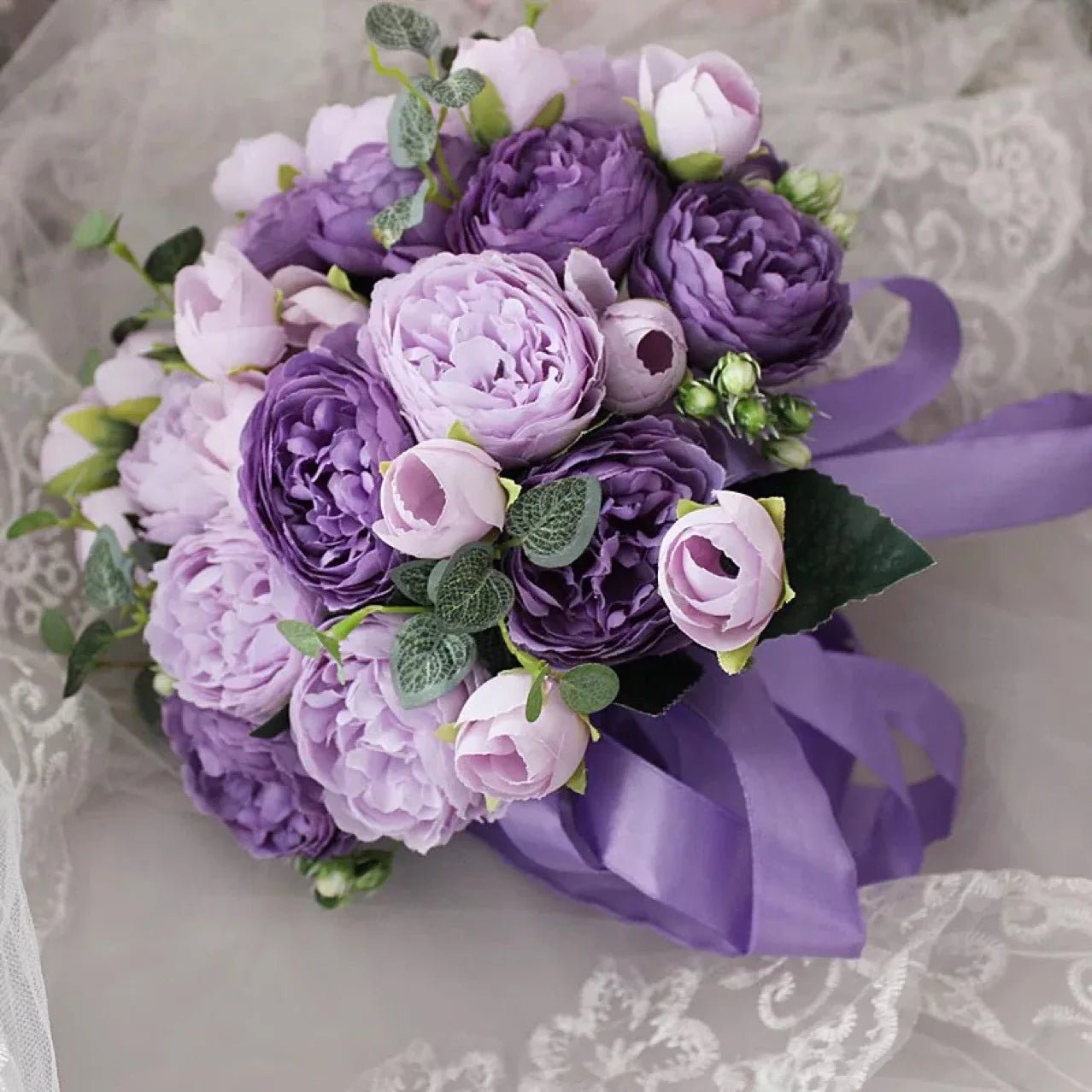 Purple Peony Bridal Bouquet - Luzilly Bridal & Apparel