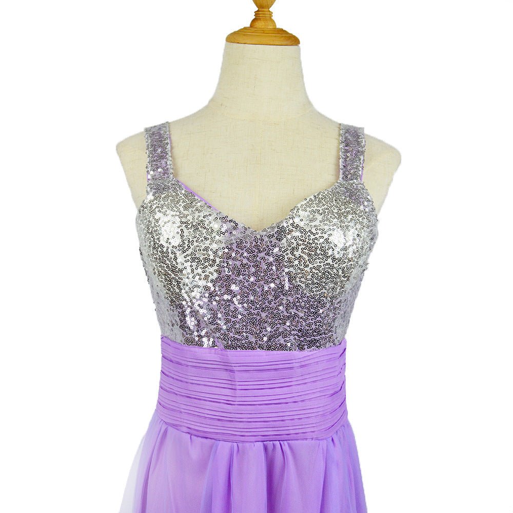 Purple Sequin Chiffon Bridesmaid Dress - Luzilly Bridal & Apparel