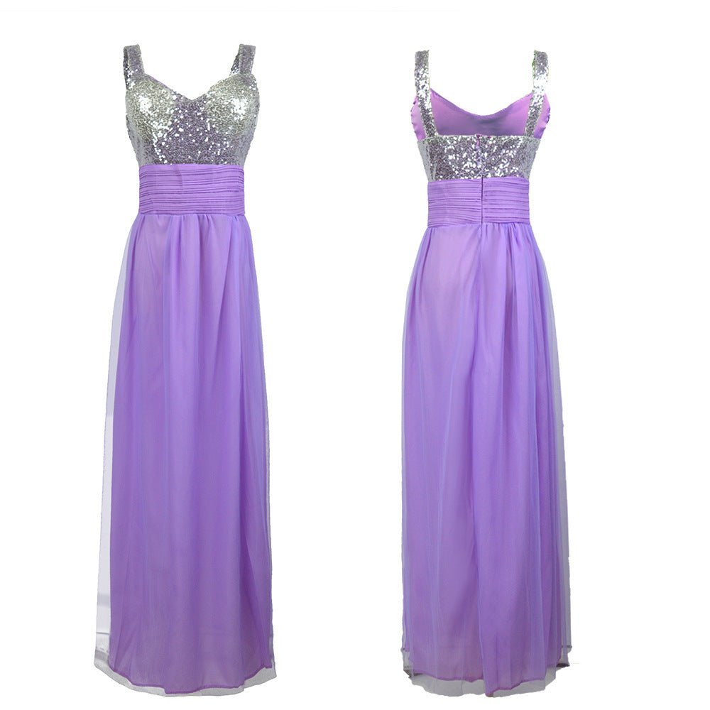 Purple Sequin Chiffon Bridesmaid Dress - Luzilly Bridal & Apparel