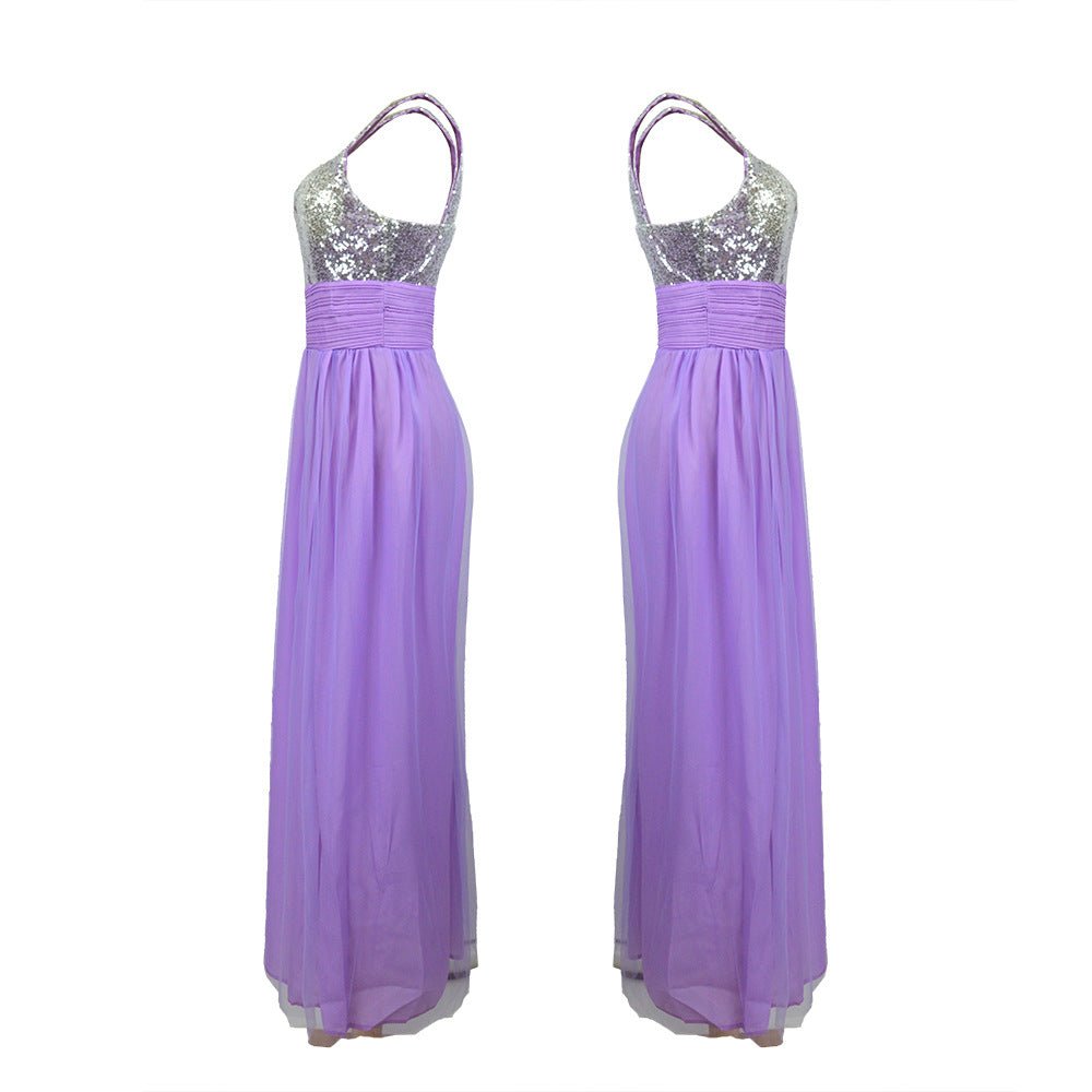 Purple Sequin Chiffon Bridesmaid Dress - Luzilly Bridal & Apparel