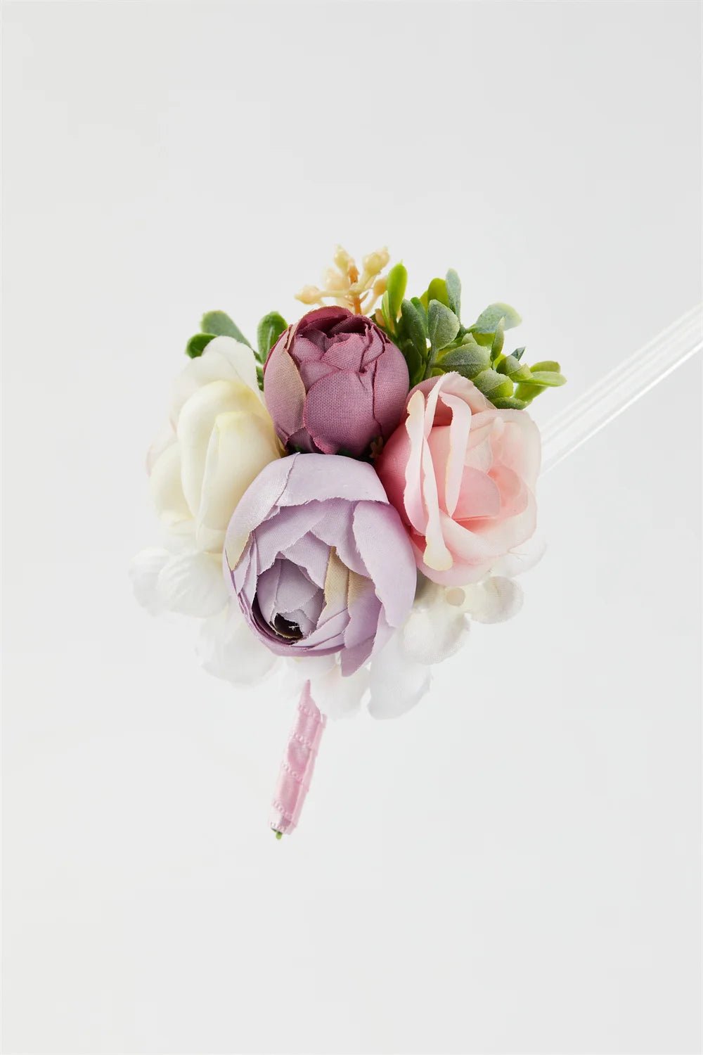 Purple Silk Roses Groom Boutonniere Brooch Flowers Wedding Wrist Corsage Bridesmaids Prom Marriage Corsage Flowers Accessories - Luzilly Bridal & Apparel