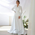 QICHE Modest Muslim Wedding Dresses Long Sleeve Luxury Floor Civil Bride Dresses Plus Customized 2026 Evening Prom Party Gowns - Luzilly Bridal & Apparel