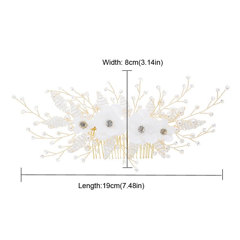 Queenco Gold Bridal Hair Comb Pearl Beads Wedding Hair Accessories Women Headpiece Girl's Hair Vine Party Hair Jewelry - Luzilly Bridal & Apparel
