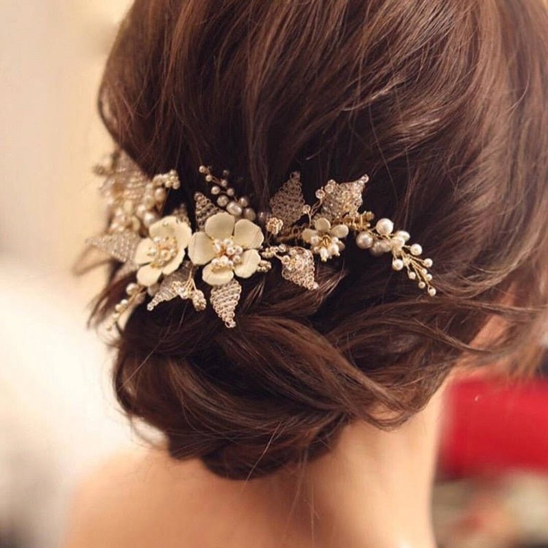 Queenco Gold Bridal Hair Comb Pearl Beads Wedding Hair Accessories Women Headpiece Girl's Hair Vine Party Hair Jewelry - Luzilly Bridal & Apparel