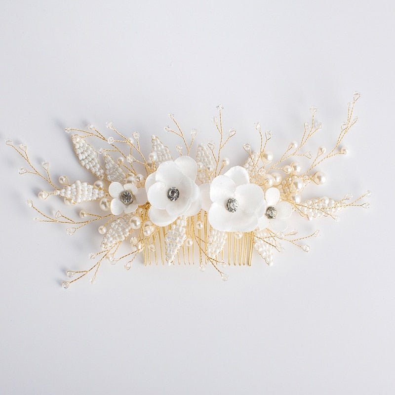 Queenco Gold Bridal Hair Comb Pearl Beads Wedding Hair Accessories Women Headpiece Girl's Hair Vine Party Hair Jewelry - Luzilly Bridal & Apparel
