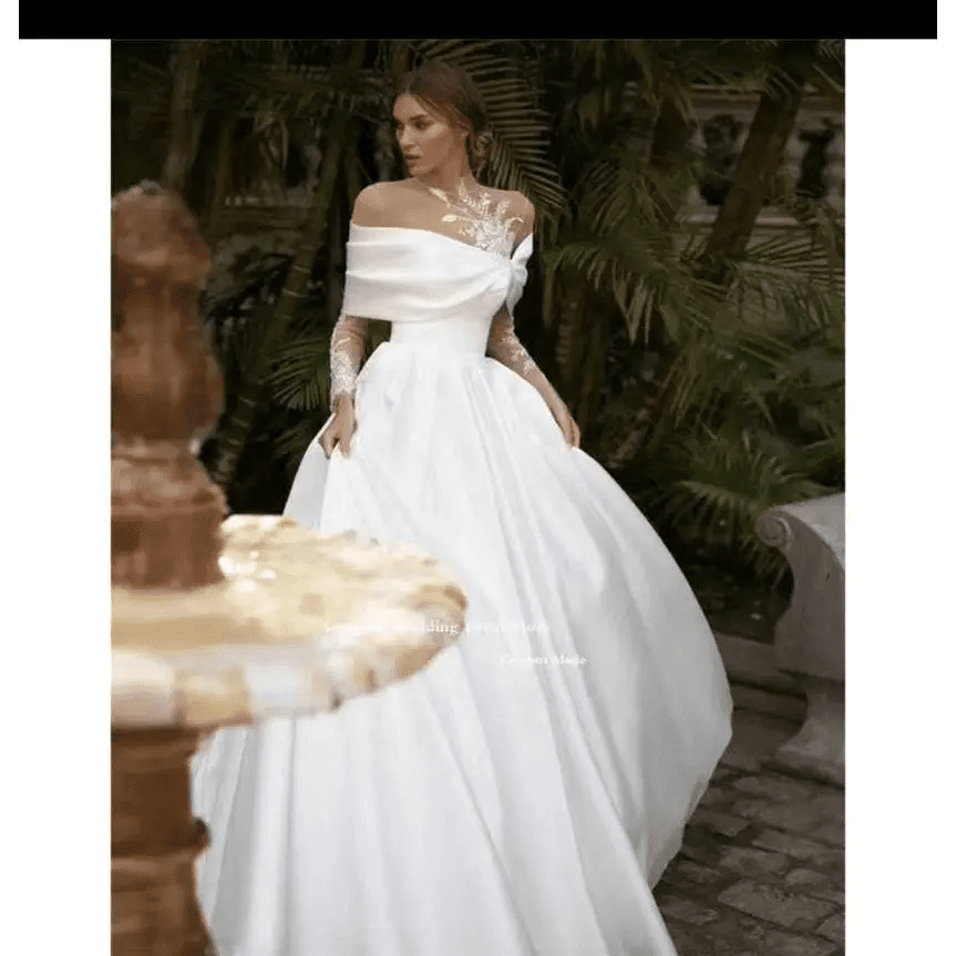 Raglan Sleeve Long Sleeve White Tutu Wedding Dress - Luzilly Bridal & Apparel
