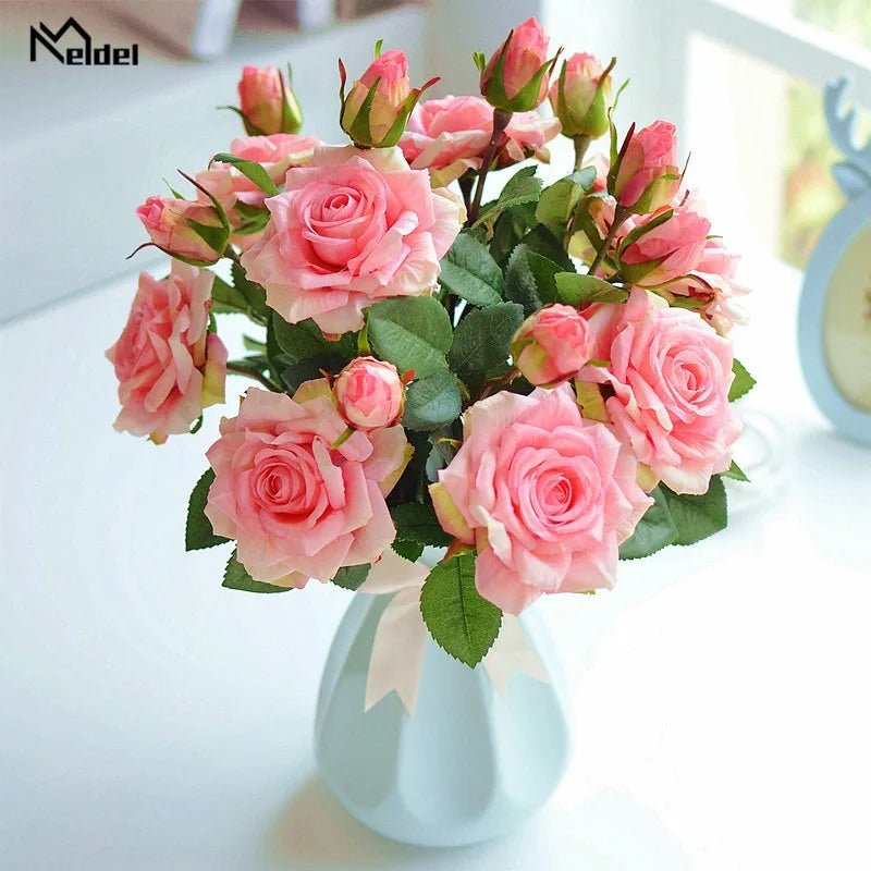 Real-Touch Rose & Silk Peony Bridal Bouquet - Luzilly Bridal & Apparel