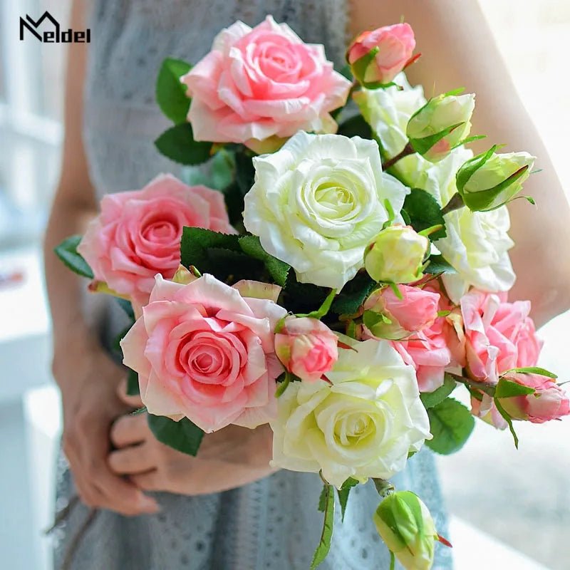 Real-Touch Rose & Silk Peony Bridal Bouquet - Luzilly Bridal & Apparel