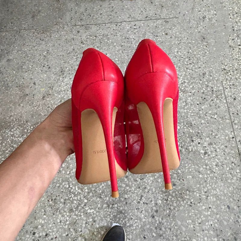 Red Diamante Pointed-Toe Bridal Stilettos - Luzilly Bridal & Apparel