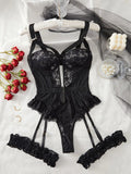 Red Floral Lace Bra, Thong & Choker Set - Luzilly Bridal & Apparel