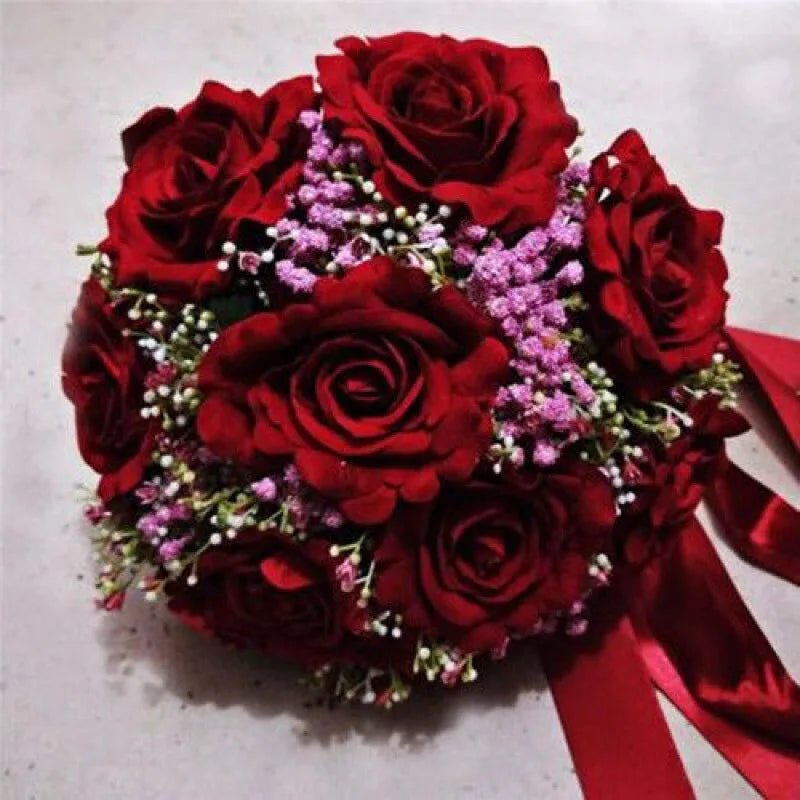 Red Foam Rose Bridal Bouquet - Luzilly Bridal & Apparel