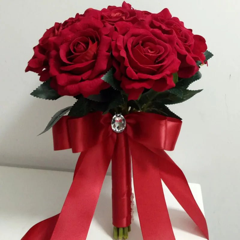 Red Foam Rose Bridal Bouquet - Luzilly Bridal & Apparel
