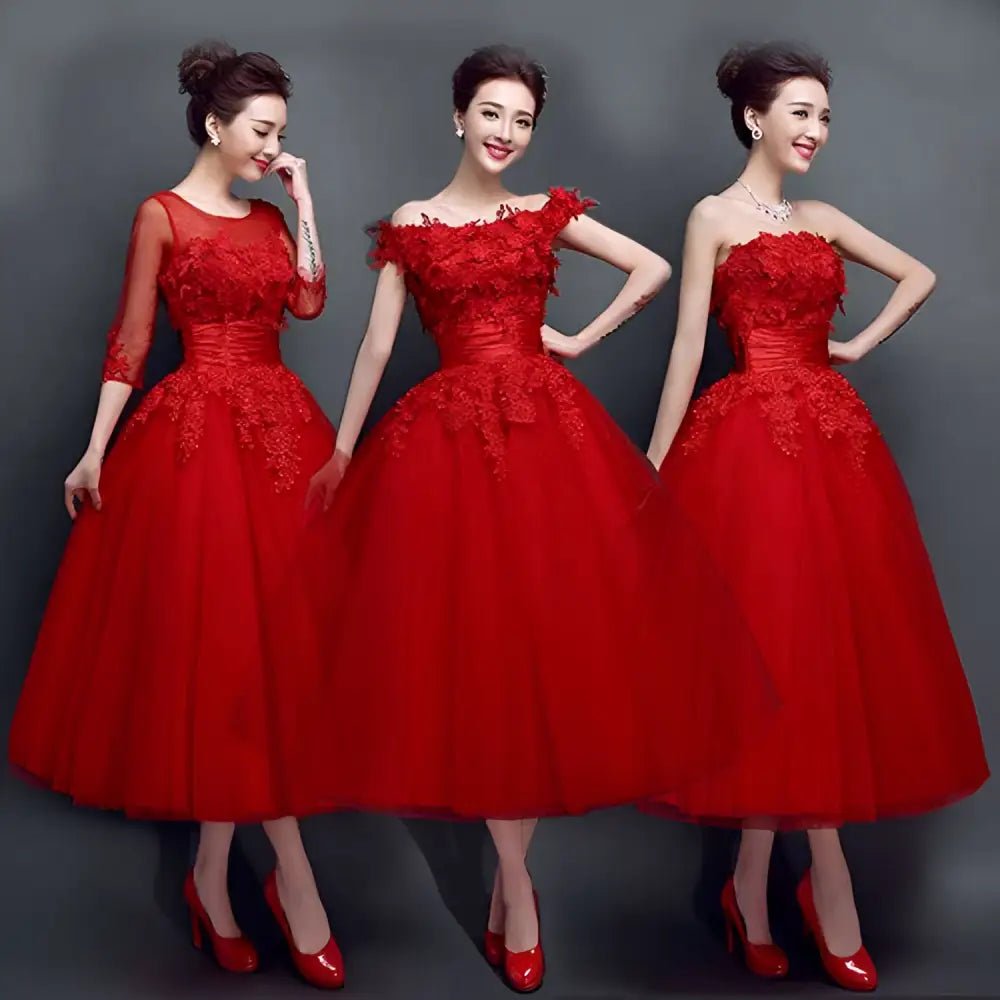 Red Lace Evening Dress - Luzilly Bridal & Apparel