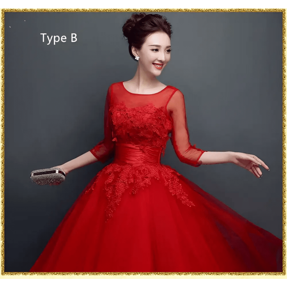 Red Lace Evening Dress - Luzilly Bridal & Apparel