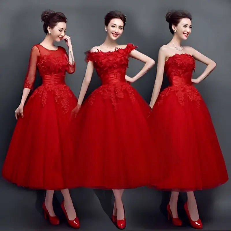 Red Lace Evening Dress - Luzilly Bridal & Apparel