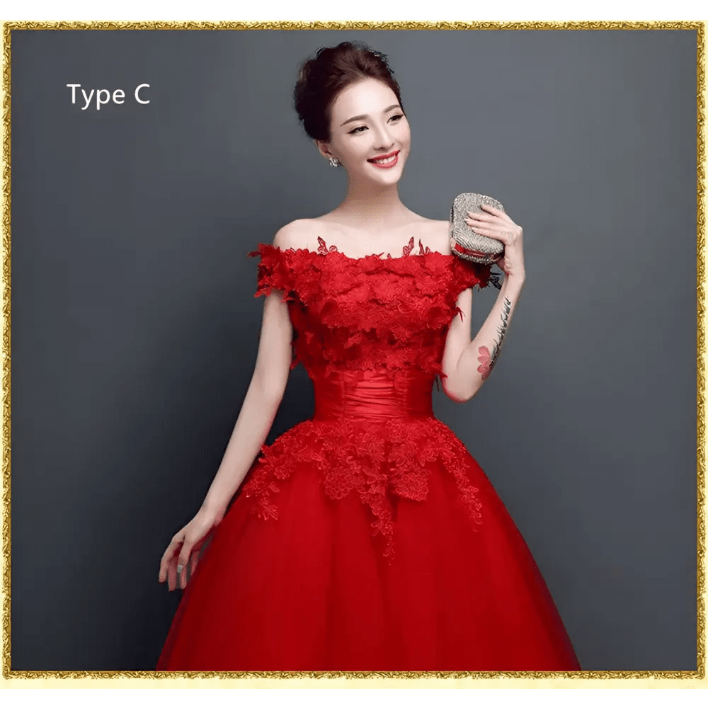 Red Lace Evening Dress - Luzilly Bridal & Apparel