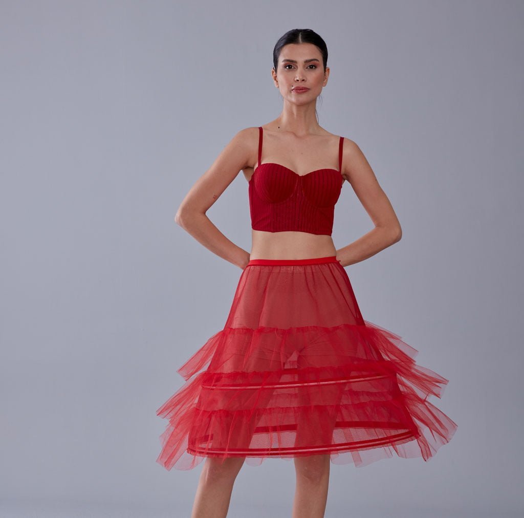 Red Petticoat Skirt , Hoop Skirt - Luzilly Bridal & Apparel