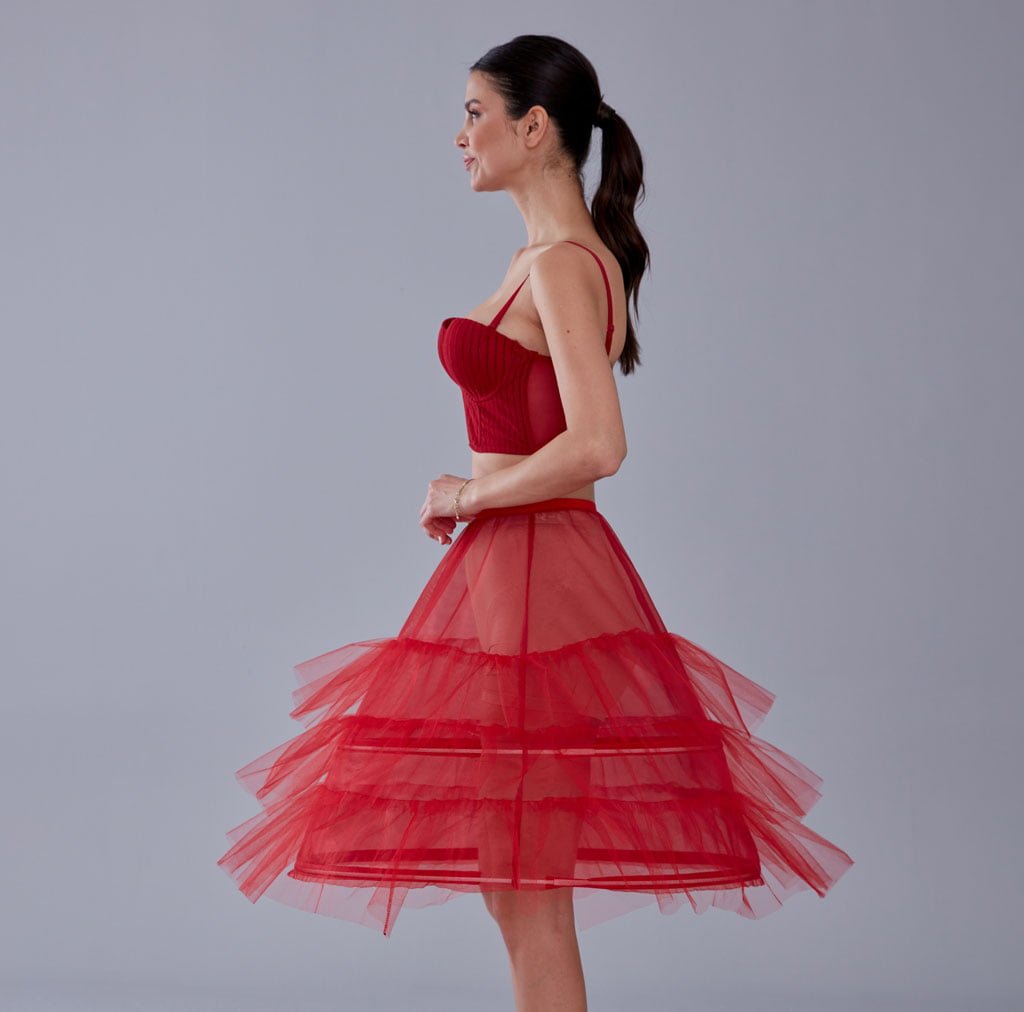 Red Petticoat Skirt , Hoop Skirt - Luzilly Bridal & Apparel