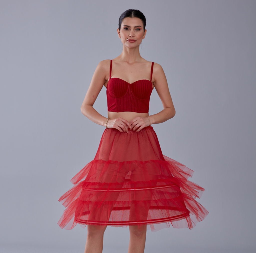 Red Petticoat Skirt , Hoop Skirt - Luzilly Bridal & Apparel