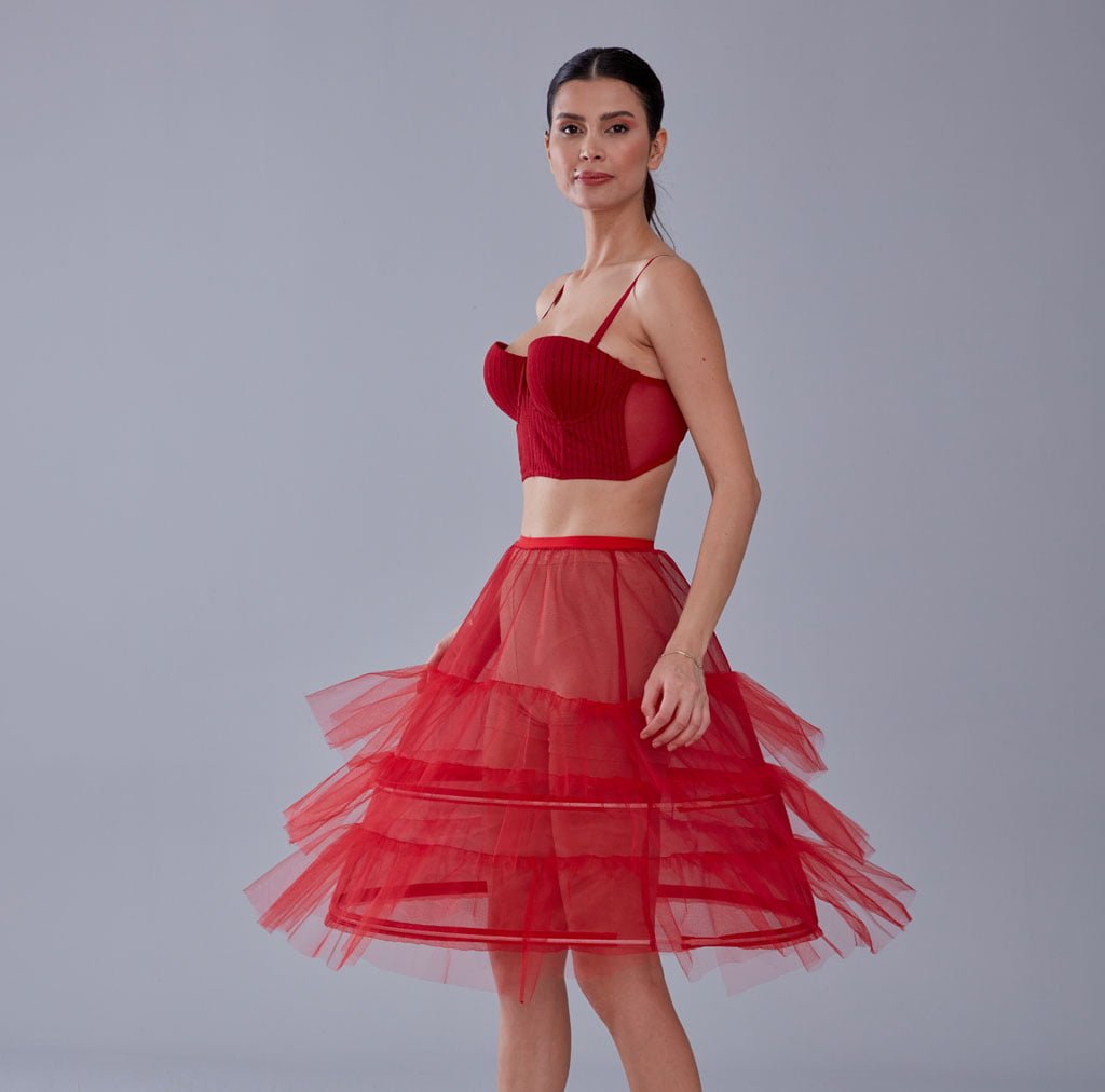 Red Petticoat Skirt , Hoop Skirt - Luzilly Bridal & Apparel
