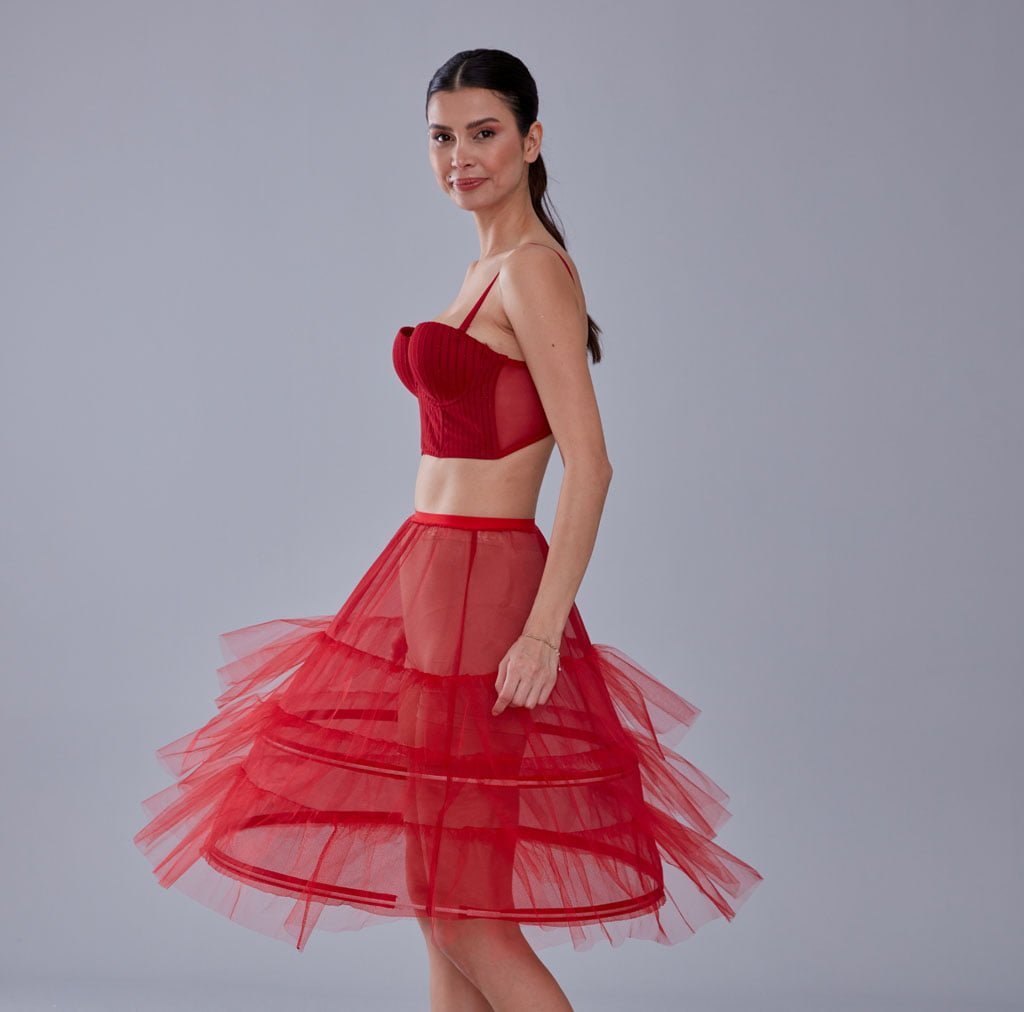 Red Petticoat Skirt , Hoop Skirt - Luzilly Bridal & Apparel