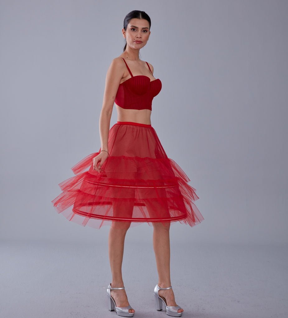 Red Petticoat Skirt , Hoop Skirt - Luzilly Bridal & Apparel