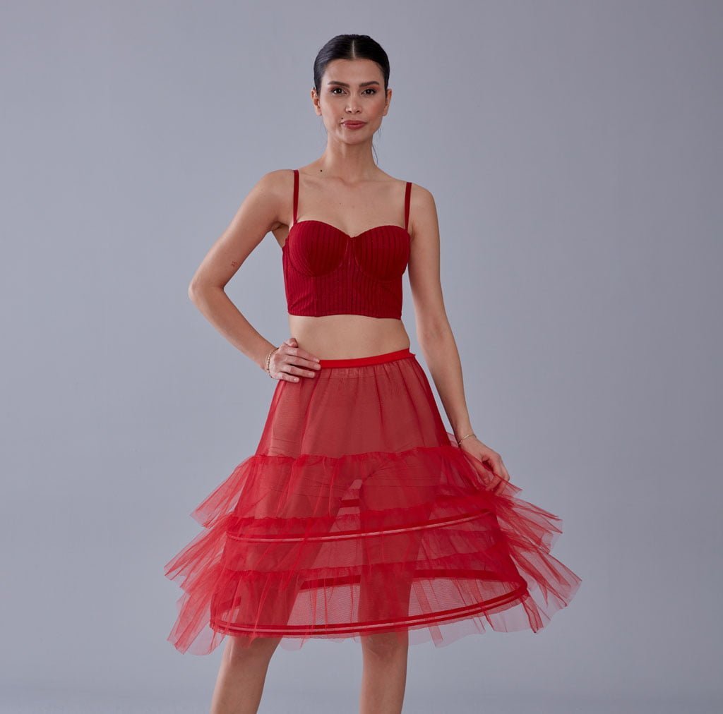 Red Petticoat Skirt , Hoop Skirt - Luzilly Bridal & Apparel