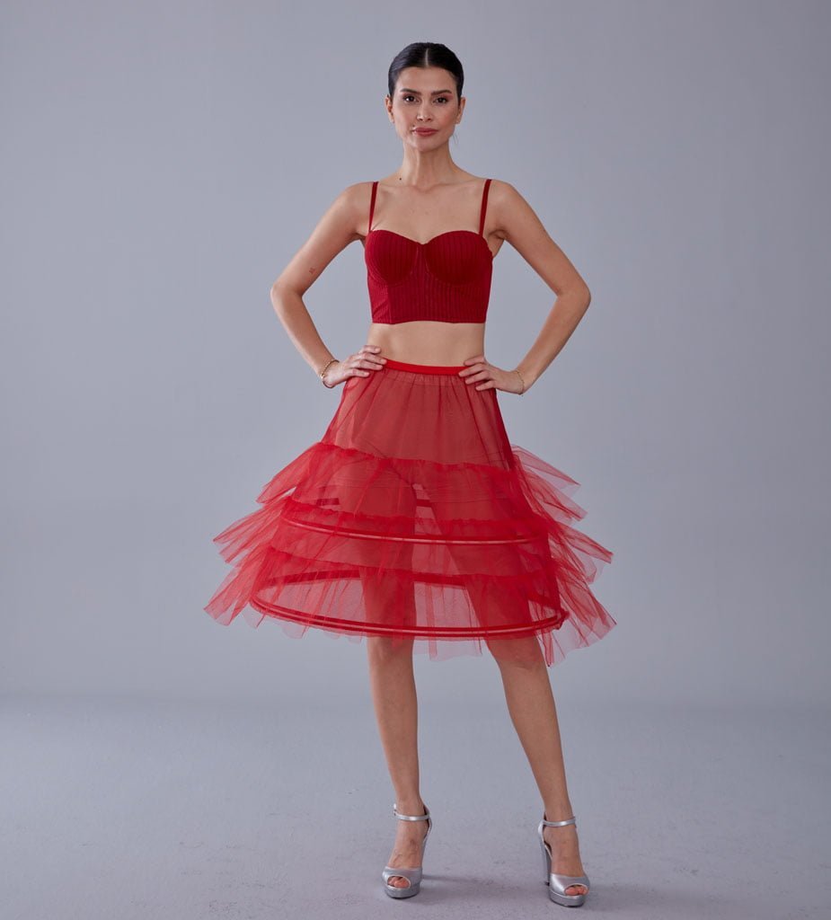 Red Petticoat Skirt , Hoop Skirt - Luzilly Bridal & Apparel