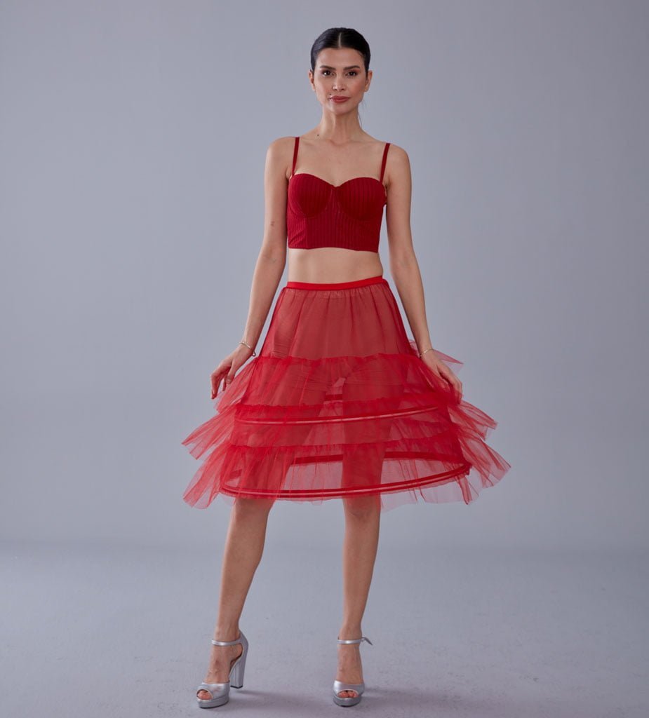 Red Petticoat Skirt , Hoop Skirt - Luzilly Bridal & Apparel