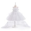 Red Puffy Tulle Trailing Flower Girl Dress - Luzilly Bridal & Apparel