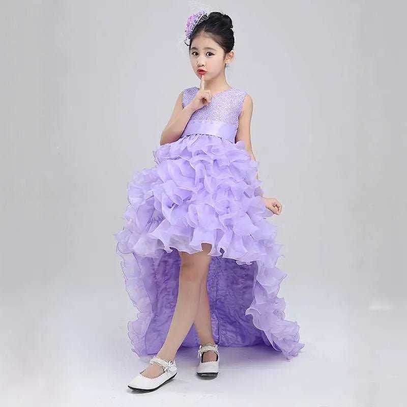 Red Ruffled Girls Dress Wedding Flower Girl Gown - Luzilly Bridal & Apparel