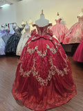 Red Sequin Butterfly Quinceañera Ball Gown - Luzilly Bridal & Apparel