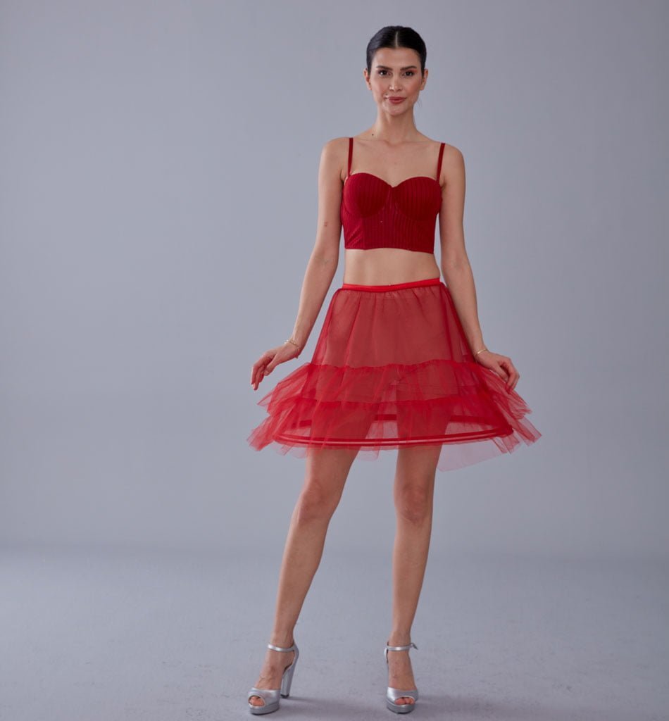 Red Short Hoop Skirt Underskirt ( Petticoat Skirt ) - Luzilly Bridal & Apparel