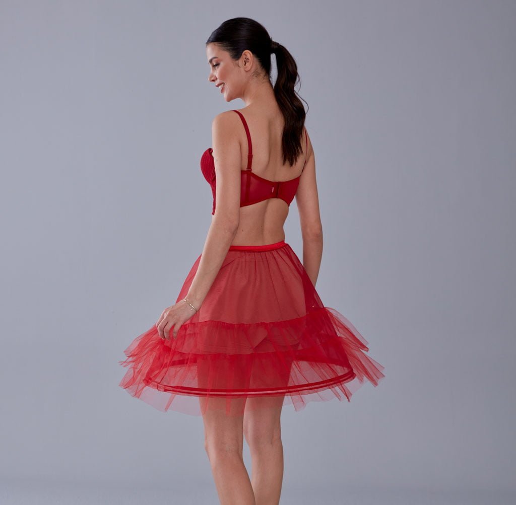 Red Short Hoop Skirt Underskirt ( Petticoat Skirt ) - Luzilly Bridal & Apparel
