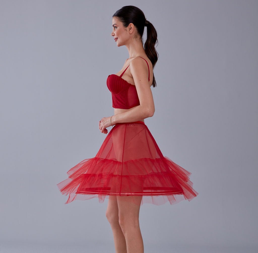 Red Short Hoop Skirt Underskirt ( Petticoat Skirt ) - Luzilly Bridal & Apparel