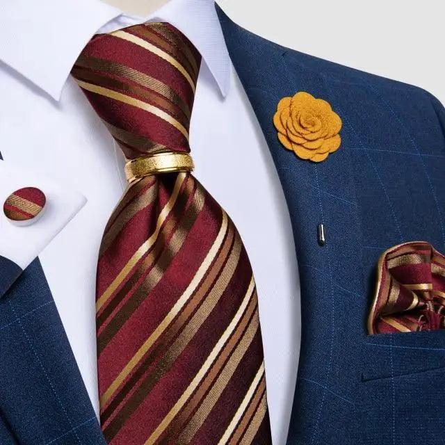 Red Silk Necktie & Cufflink Set for Men - Luzilly Bridal & Apparel