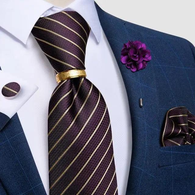 Red Silk Necktie & Cufflink Set for Men - Luzilly Bridal & Apparel