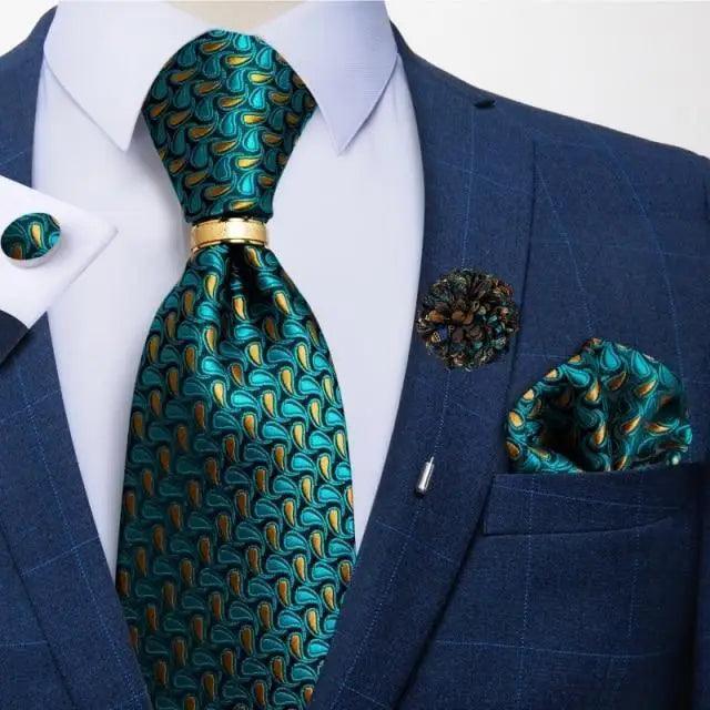 Red Silk Necktie & Cufflink Set for Men - Luzilly Bridal & Apparel