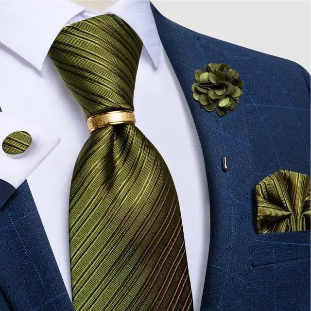 Red Silk Necktie & Cufflink Set for Men - Luzilly Bridal & Apparel