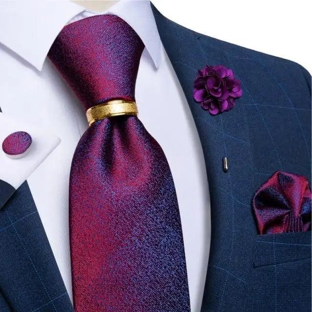 Red Silk Necktie & Cufflink Set for Men - Luzilly Bridal & Apparel
