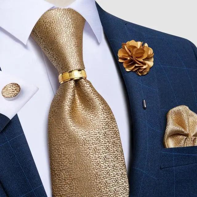 Red Silk Necktie & Cufflink Set for Men - Luzilly Bridal & Apparel