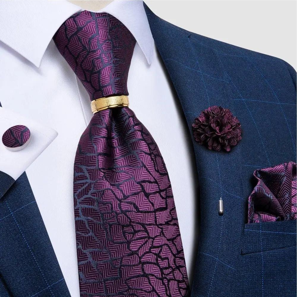 Red Silk Necktie & Cufflink Set for Men - Luzilly Bridal & Apparel