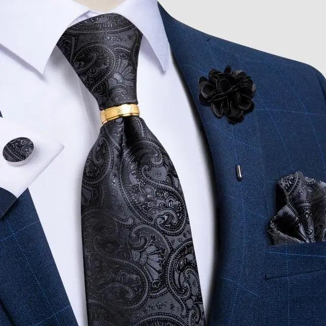 Red Silk Necktie & Cufflink Set for Men - Luzilly Bridal & Apparel