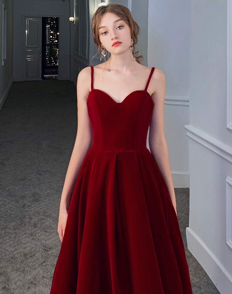 Red Suspender Dress Temperament Backless Wedding Toast Clothes - Luzilly Bridal & Apparel
